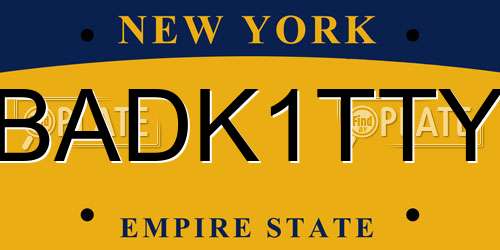 BADK1TTY New York License Plate
