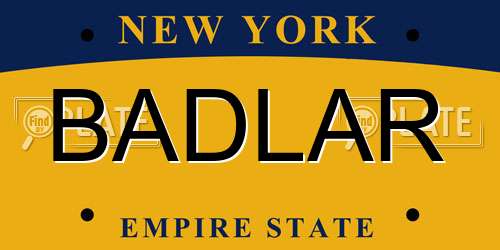 BADLAR New York License Plate