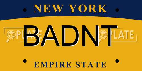 BADNT New York License Plate
