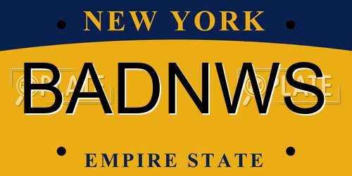 BADNWS New York License Plate