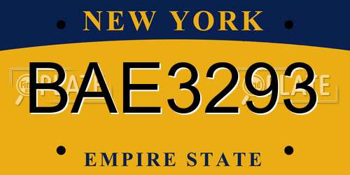 BAE3293 New York License Plate