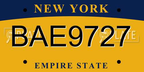 BAE9727 New York License Plate