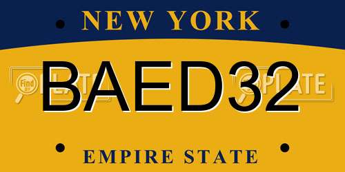 BAED32 New York License Plate