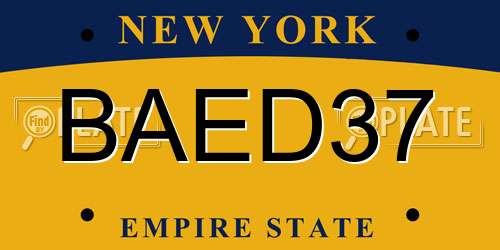 BAED37 New York License Plate
