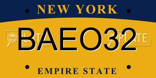 BAEO32 New York License Plate