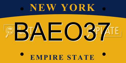 BAEO37 New York License Plate