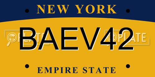 BAEV42 New York License Plate