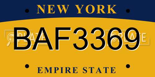 BAF3369 New York License Plate