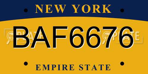 BAF6676 New York License Plate