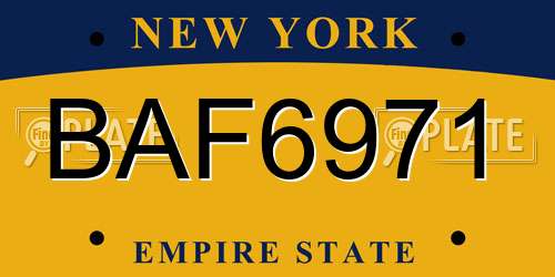 BAF6971 New York License Plate