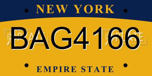 BAG4166 New York License Plate