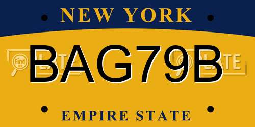 BAG79B New York License Plate