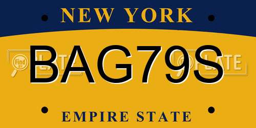 BAG79S New York License Plate