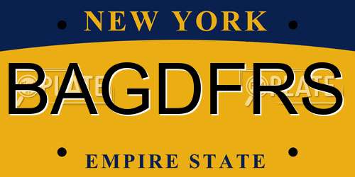 BAGDFRS New York License Plate