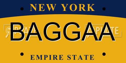 BAGGAA New York License Plate