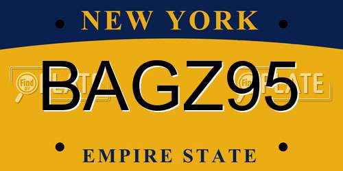 BAGZ95 New York License Plate