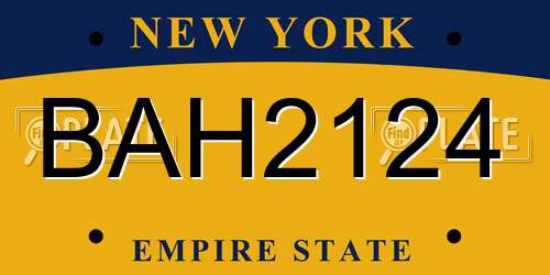 BAH2124 New York License Plate