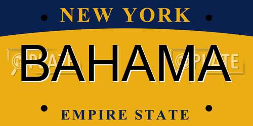 BAHAMA New York License Plate
