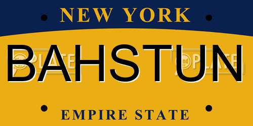 BAHSTUN New York License Plate