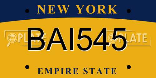 BAI545 New York License Plate