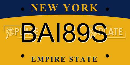 BAI89S New York License Plate