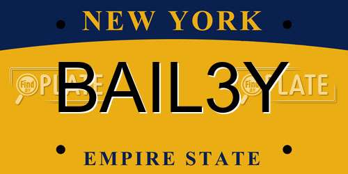 BAIL3Y New York License Plate