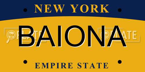 BAIONA New York License Plate