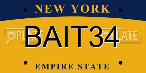 BAIT34 New York License Plate