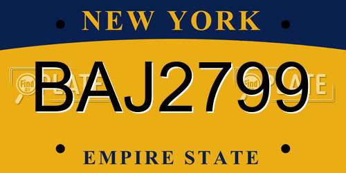 BAJ2799 New York License Plate