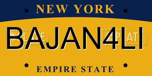 BAJAN4LI New York License Plate