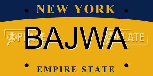 BAJWA New York License Plate