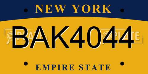 BAK4044 New York License Plate