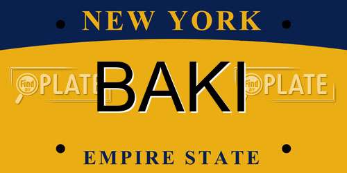 BAKI New York License Plate