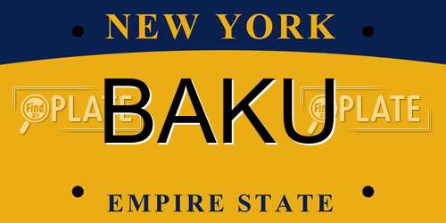 BAKU New York License Plate