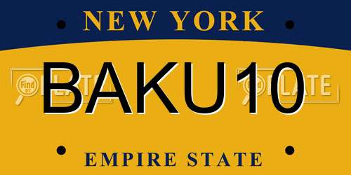 BAKU10 New York License Plate