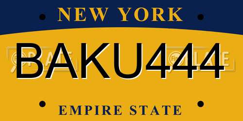 BAKU444 New York License Plate