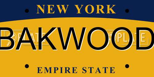 BAKWOOD New York License Plate