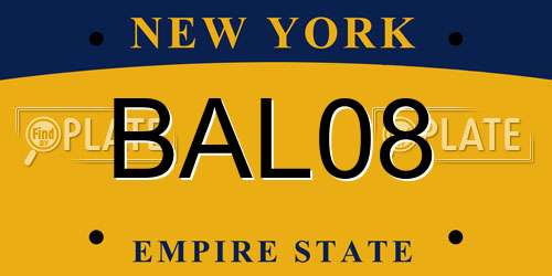 BAL08 New York License Plate