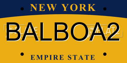 BALBOA2 New York License Plate
