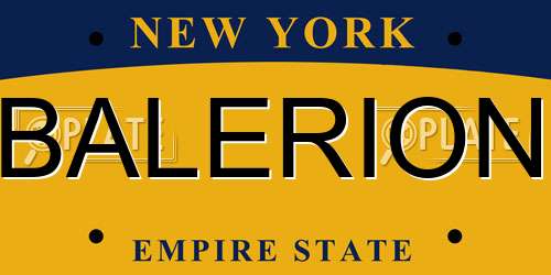BALERION New York License Plate