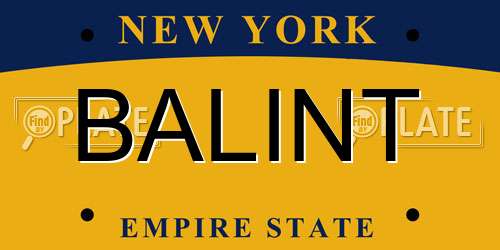BALINT New York License Plate