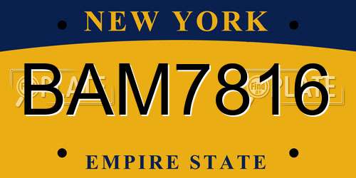 BAM7816 New York License Plate