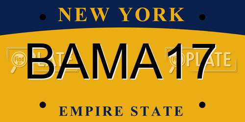 BAMA17 New York License Plate