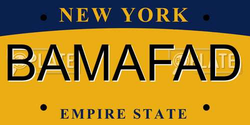 BAMAFAD New York License Plate