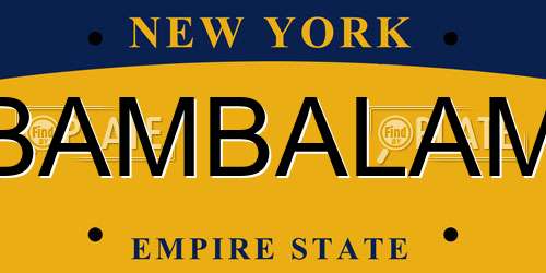 BAMBALAM New York License Plate