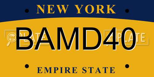 BAMD40 New York License Plate