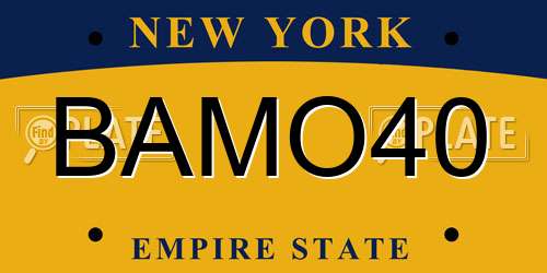BAMO40 New York License Plate