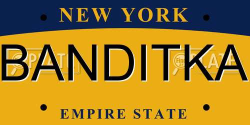 BANDITKA New York License Plate