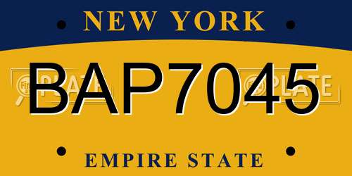 BAP7045 New York License Plate