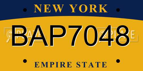 BAP7048 New York License Plate
